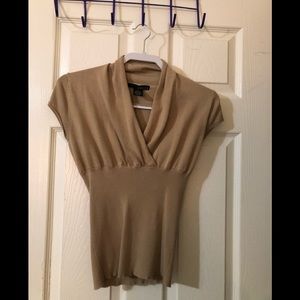 Grace Small Rayon/Nylon ribbed Tan top